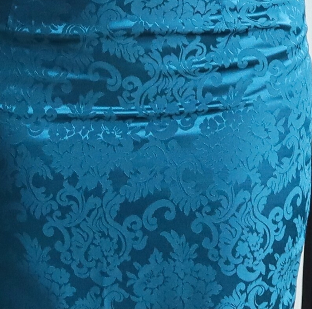 Scott McClintock Vintage 1980s Blue High Rise Floral Satin Mini Skirt - Picture 4 of 11